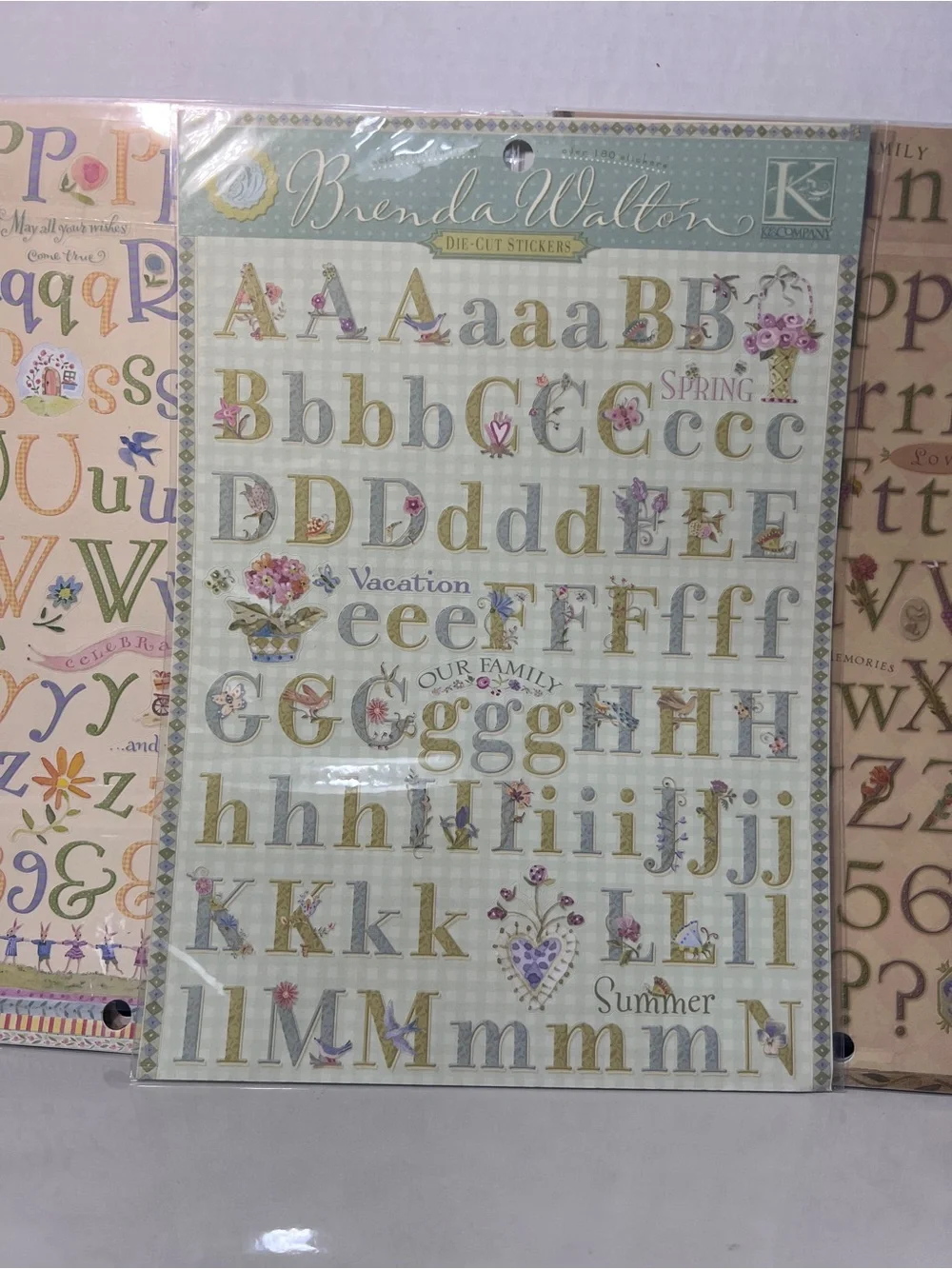 Brenda Walton K&Company Die Cut Alphabet Stickers Lot 6 Vintage Scrapbook Floral